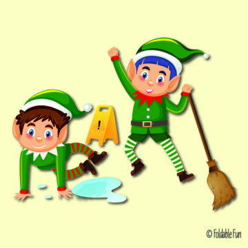 Two elves cleaning the floor